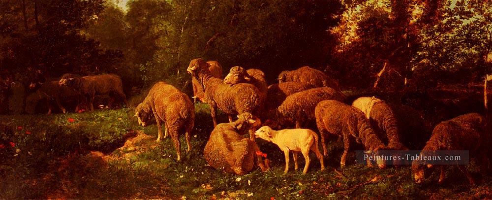 Les Moutons Dans Le SousBios animalier Charles Émile Jacque Peintures à l'huile